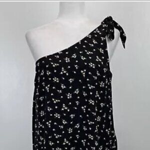 America Eagle Women's black flower midi one shoulder dress | Medium NWT